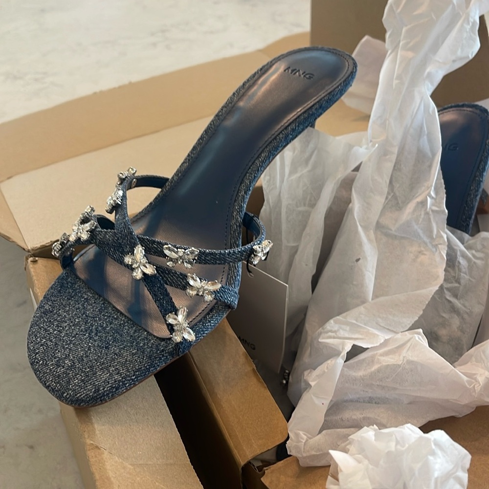 MANGO Heeled Denim Sandals